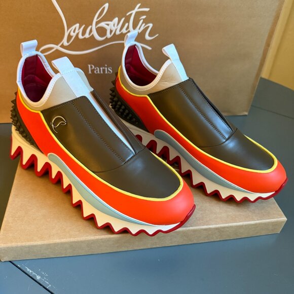 Christian Louboutin 1240429 Men's Sharkyloub SP Spikes Leather Sneakers, 43 45 - Picture 2 of 16